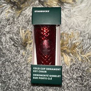 New Starbucks Holiday 2022 Red Jeweled Ornament Key Chain Keychain